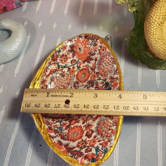 DECOUPAGE CLAM SHELL DECOUPAGE FLOWERS TRINKET DISH - Picture 9 of 11